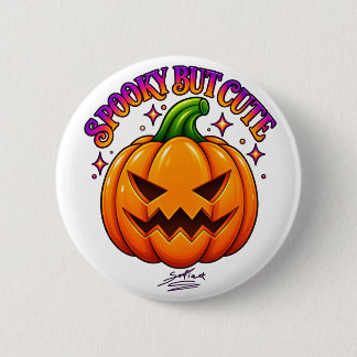 Cute Spooky Pumpkin Halloween Round Button Pin