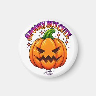 Cute Spooky Pumpkin Halloween Round Magnet