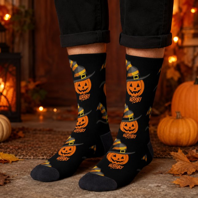 Cute Spooky Pumpkin Witch Hat Halloween Socks (Creator Uploaded)