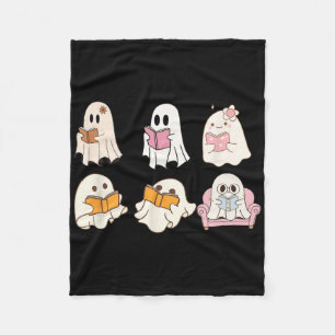 Cute Spooky Reading Book Halloween Fall Ghost Autu Fleece Blanket