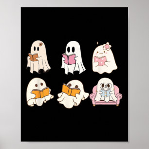 Cute Spooky Reading Book Halloween Fall Ghost Autu Poster