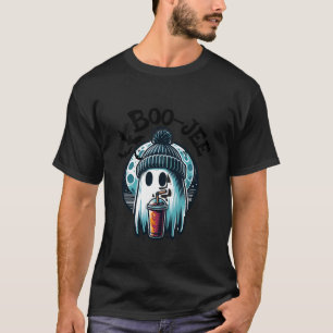 Cute Spooky Season Boo Jee Ghost wearing Beanie T T-Shirt