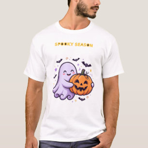 Cute Spooky Season Ghost and Pumpkin Halloween Shi T-Shirt