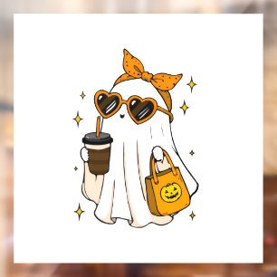Cute Spooky Season Ghost with Iced Coffee & Heart