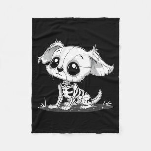 Cute Spooky Skeleton Dog - Halloween Puppy Fleece Blanket