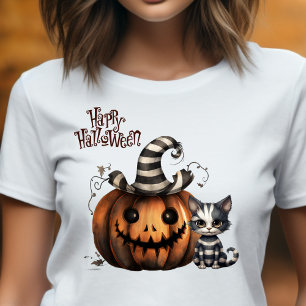Cute Spooky Striped Halloween Kitten T-Shirt