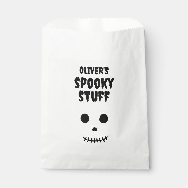 Cute Spooky Stuff Kids Halloween Skull Favour Bag (Front)