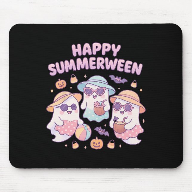 Cute Spooky Summerween Ghosts With Sungles And Dri Mouse Pad (Front)