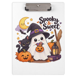 Cute Spooky & Sweet Ghost Kids Hoodie Clipboard