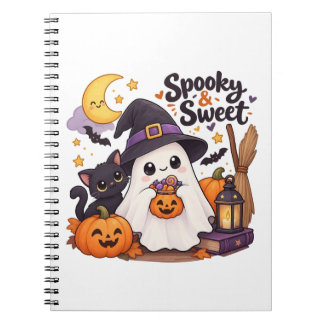 Cute Spooky & Sweet Ghost Kids Hoodie Notebook