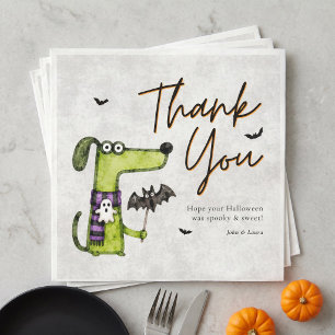 Cute Spooky Thank You Watercolor Halloween Party Napkin