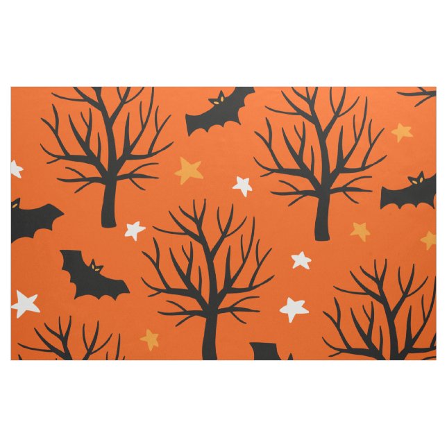 Cute Spooky Trees and Bat Halloween Pattern Fabric (Fat Quarter)