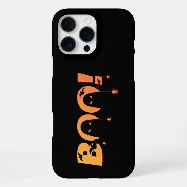 Cute Spooky Typography with Bats & Spiders iPhone Case (Back)