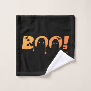 Cute Spooky Typography with Bats & Spiders Wash Cloth
