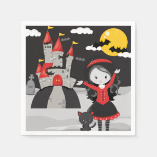 Cute Spooky Vampire Girl Halloween Kids Napkin