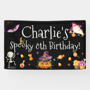 Cute Spooky Watercolor Girl/Boy Halloween B-day Banner