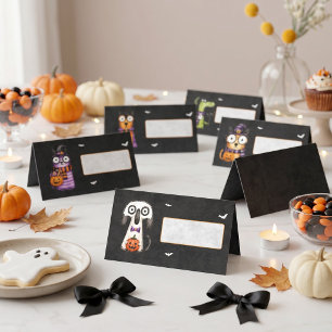 Cute Spooky Watercolor Halloween Party Place Card
