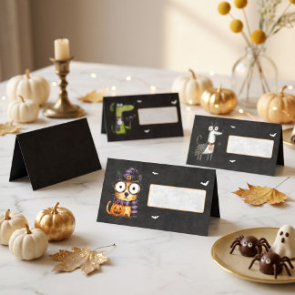 Cute Spooky Watercolor Halloween Party Place Card