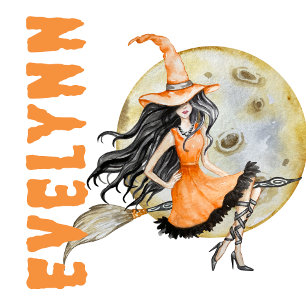 Cute Spooky Watercolor Witch Trick or Treat Tote Bag