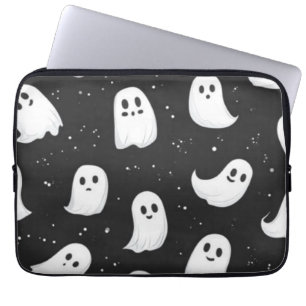 Cute Spooky Whimsical Halloween Pattern Backgroun Laptop Sleeve