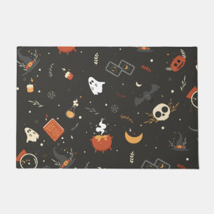 Cute Spooky Whimsical Halloween Pattern Background Doormat