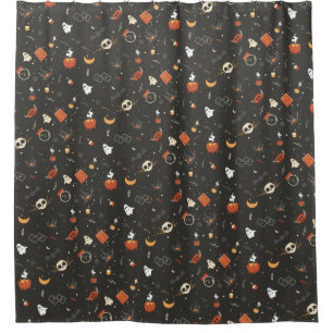Cute Spooky Whimsical Halloween Pattern Background Shower Curtain