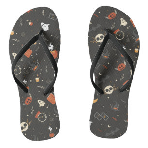 Cute Spooky Whimsical Halloween Pattern Background Thongs