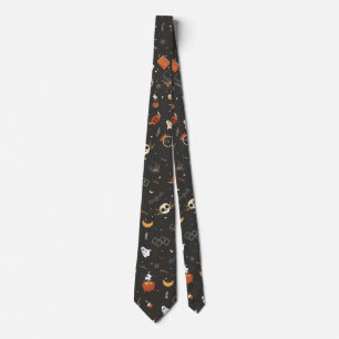 Cute Spooky Whimsical Halloween Pattern Background Tie