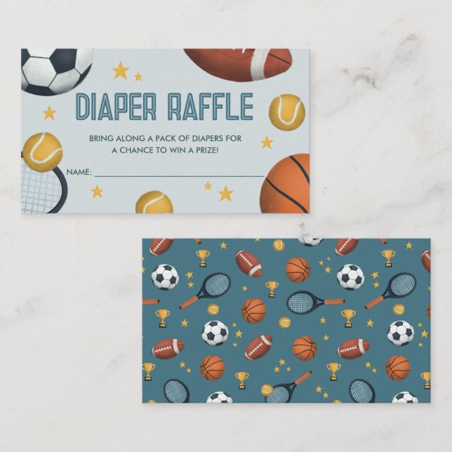 Cute Sports Baby Shower Diaper Raffle Enclosure Card (Front/Back)
