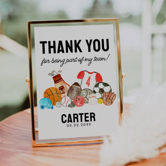 Cute Sports Balls Kids Birthday Thank You Poster (Creator Uploaded)