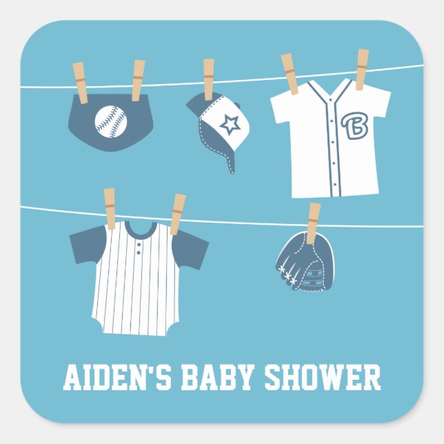 Cute Sports Clothes Baseball Baby Shower Stickers (Front)