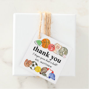 Cute Sports Game Balls Kids Birthday Thank You Favour Tags