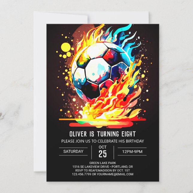 Cute Sports Online Soccer Birthday Invitation (Front)