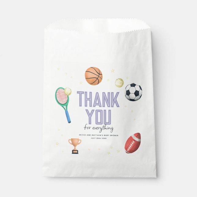 Cute Sports Superstar Girls Baby Shower Favour Bag (Front)