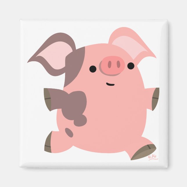 Cute Sporty Cartoon Pig Magnet (Front)