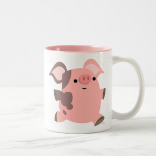 Cute Sporty Cartoon Pig Two-Tone Coffee Mug