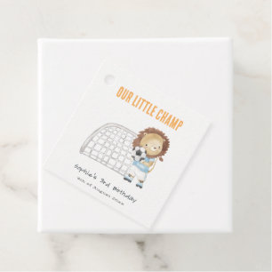 Cute Sporty Football Player Lion Kids Birthday Favour Tags