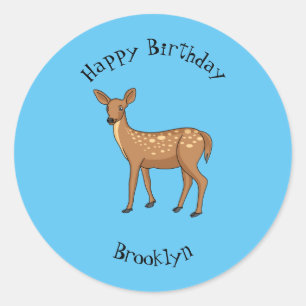 Cute spotted deer cartoon illustration  classic round sticker