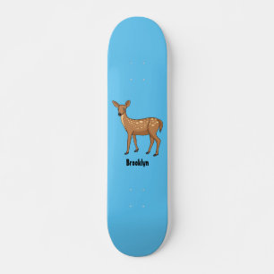 Cute spotted deer cartoon illustration  skateboard