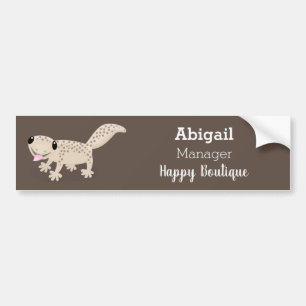 Cute spotted tan gecko cartoon illustration bumper sticker