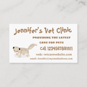 Cute spotted tan gecko cartoon illustration business card