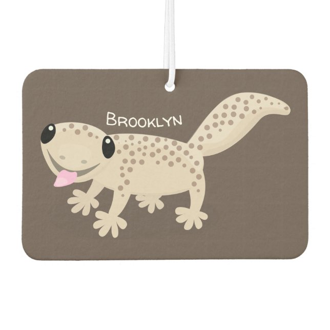 Cute spotted tan gecko cartoon illustration  car air freshener (Front)