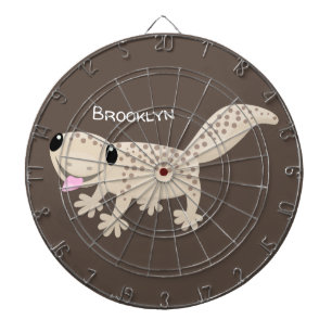 Cute spotted tan gecko cartoon illustration dartboard