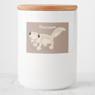 Cute spotted tan gecko cartoon illustration food label