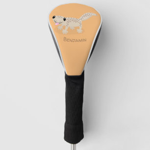 Cute spotted tan gecko cartoon illustration golf head cover