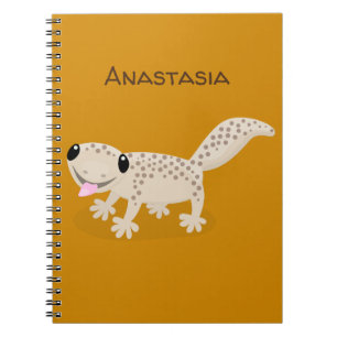 Cute spotted tan gecko cartoon illustration notebook
