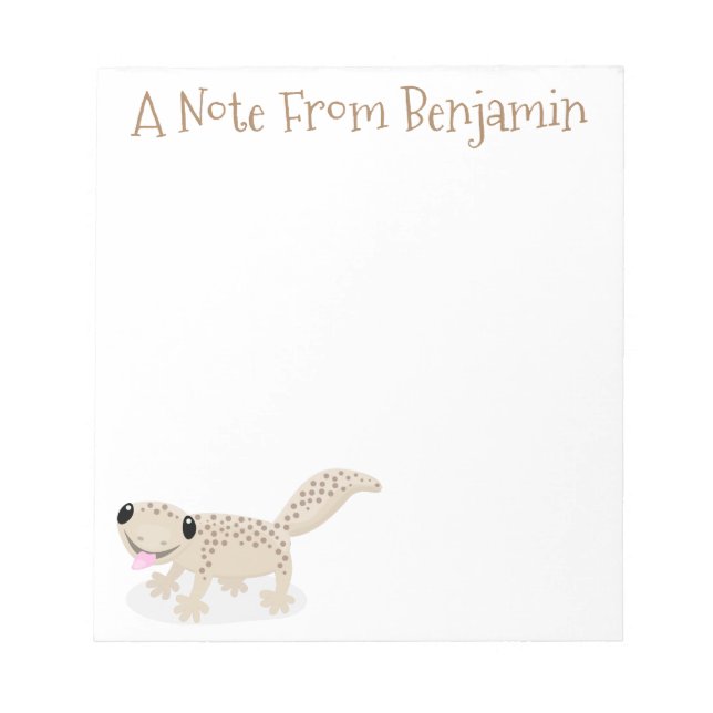 Cute spotted tan gecko cartoon illustration notepad (Front)