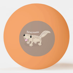 Cute spotted tan gecko cartoon illustration ping pong ball