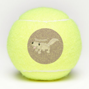 Cute spotted tan gecko cartoon illustration tennis balls