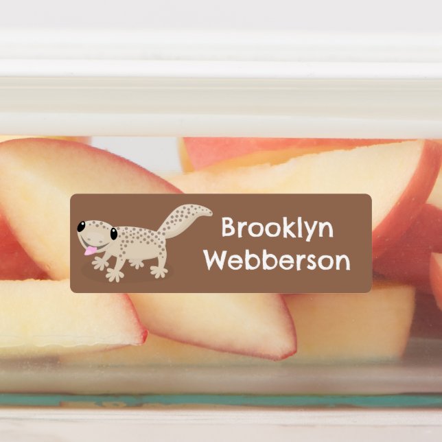 Cute spotted tan gecko cartoon personalised (Affixed)